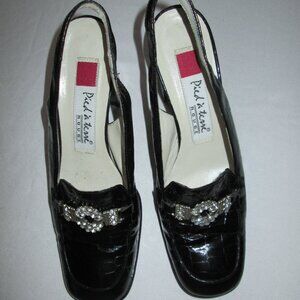 Vintage Pied a terre ROUGE black crock leather heels